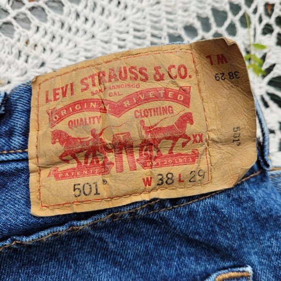 Levi's 501 Authentic Button Fly 38x29 Denim Jeans
